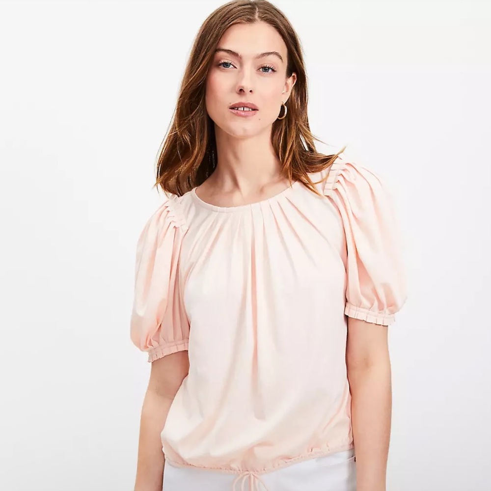 LOFT Light Pink Puff Sleeve Blouse
